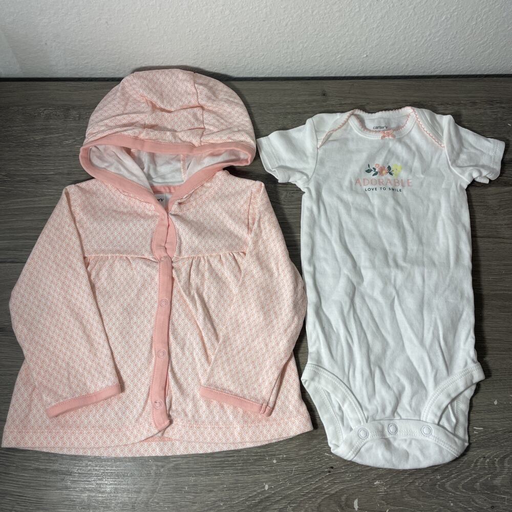 Lot 6pc Baby Girl Clothes 12 Months Carter's Dresses Hoodie Pineapple - Picture 4 of 10